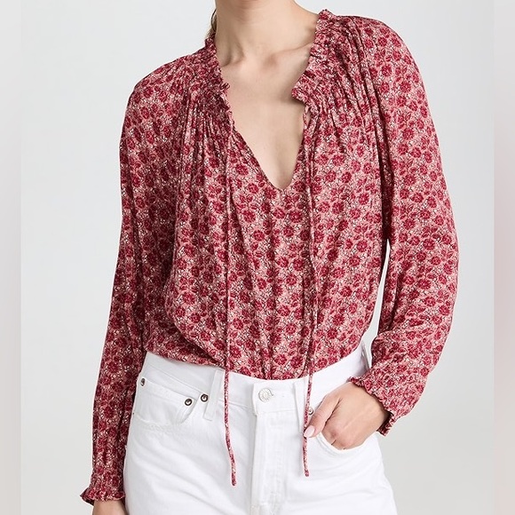 Faherty Tops - Faherty Emery Floral Print Granita Blouse Top Size Large Cottagecore